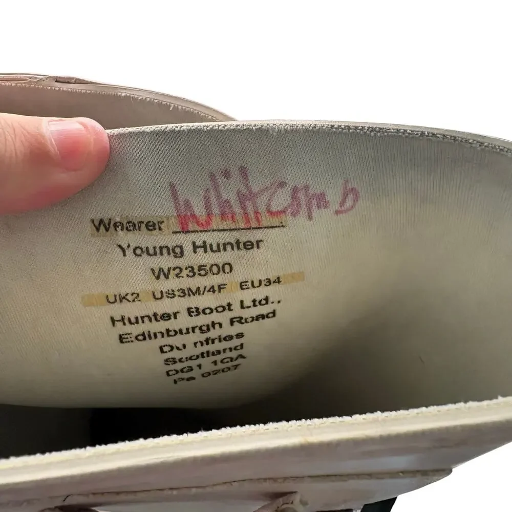Hunter Original Tall Waterproof Rain Boots Cream White Youth Girls Size 4